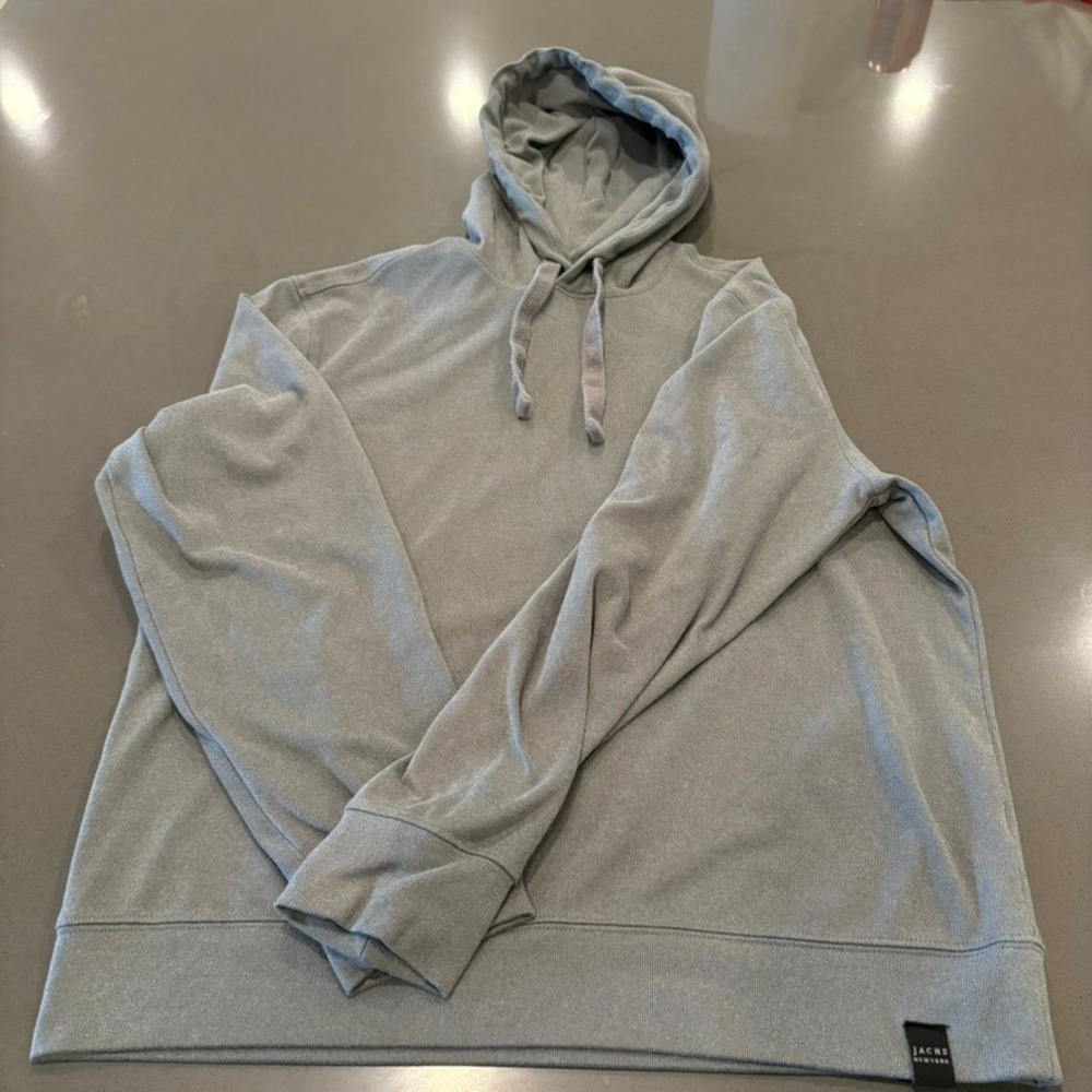 JACHS‎ New York Tribeca Mens Grey Ribbed Pullover Hoodie Sweatshirt Size L
